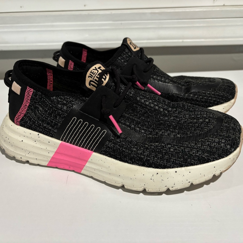 Hey Dude Black and Pink Women's Sneakers